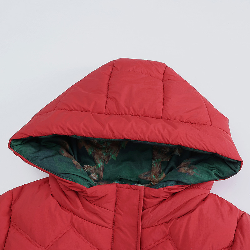 Mom's down cotton-padded coat Western style autumn and winter mid-length hooded cotton-padded coat middle-aged and elderly women's winter plus size warm cotton-padded jacket