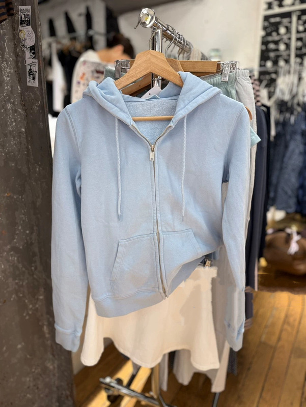 Bm Style Autum New Ice Cream Blue Sweatshirt Jacket Bm Simple Retro Slim Zipper Hooded Cardigan Top Bm Style Autum New Ice Cream Blue Sweatshirt Jacket Bm Simple Retro Slim Zipper Hooded Cardigan Top