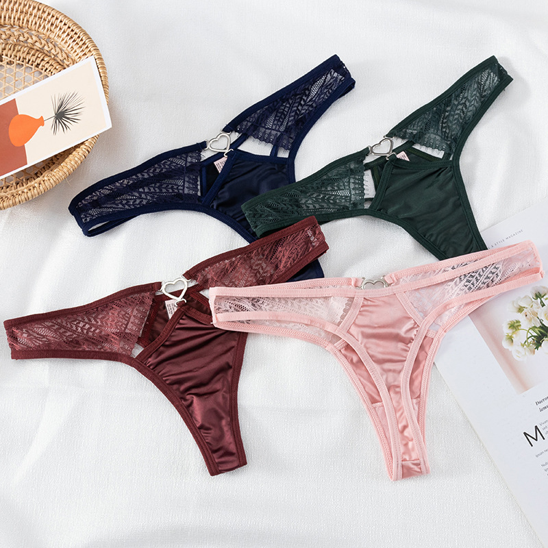 Fun Sexy T-shaped Underwear Women's Low Waist Lace Lightweight Soft T-pants Women's Heart-shaped Decorative Temptation Briefs for Women Fun Sexy T-shaped Underwear Women's Low Waist Lace Lightweight Soft T-pants Women's Heart-shaped Decorative Temptation Briefs for Women