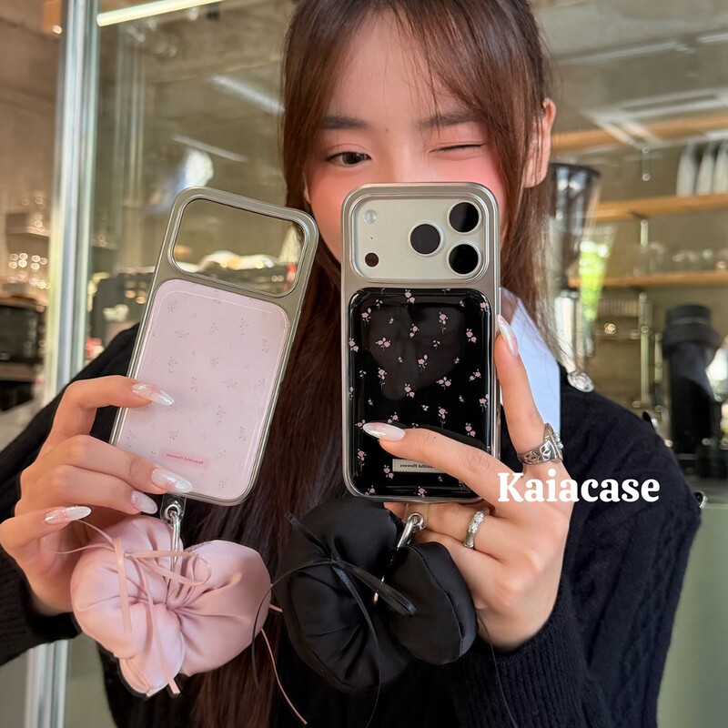 Kaia-Style Instagram-Inspired Floral Bow Case Suitable for Apple 17 Pro Max Phone Case iPhone 16 Pro New