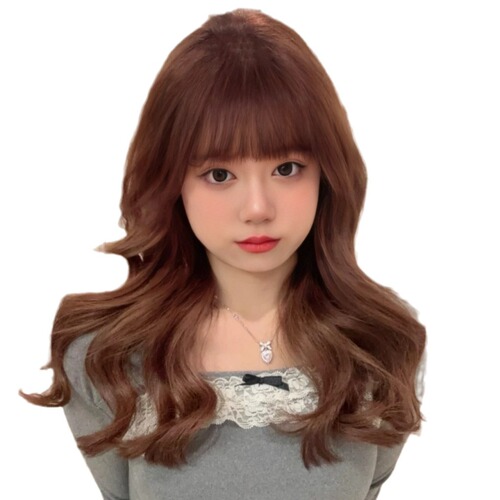 Southeast Asia Women's Medium-Long Wavy Bangs with High-Temperature Silk Mechanism Wig Full Head Cover