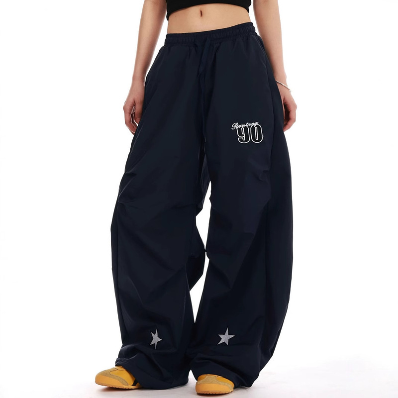 Cross-Border Quick-Dry American Letter Scimitar Paratrooper Pants Retro Cargo Pants Unisex Lazy Wide-Leg Floor-Length Pants Long Pants Cross-Border Quick-Dry American Letter Scimitar Paratrooper Pants Retro Cargo Pants Unisex Lazy Wide-Leg Floor-Length Pants Long Pants