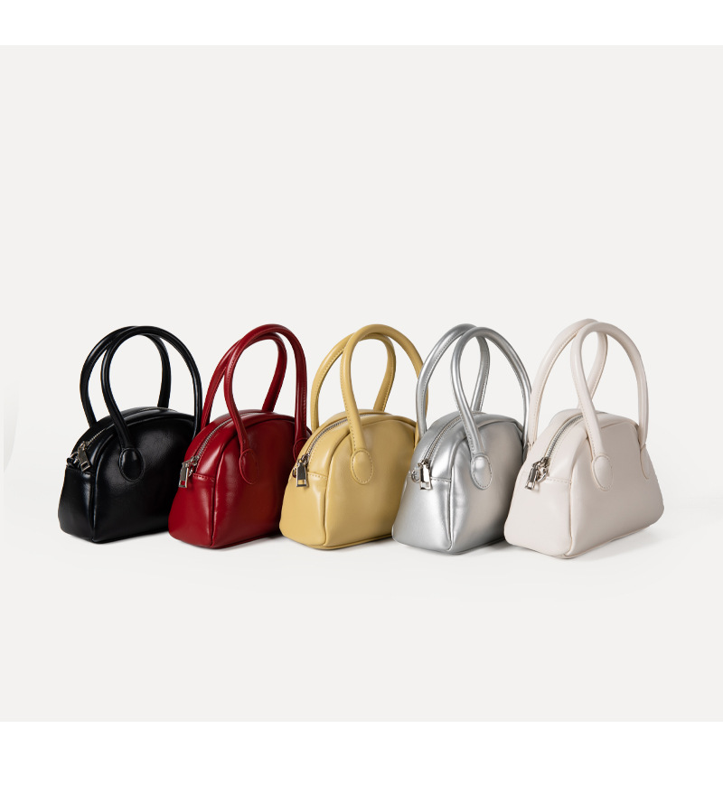 Elegante mini borsa bowling donna a tracolla stile lucido moda_voghion.com