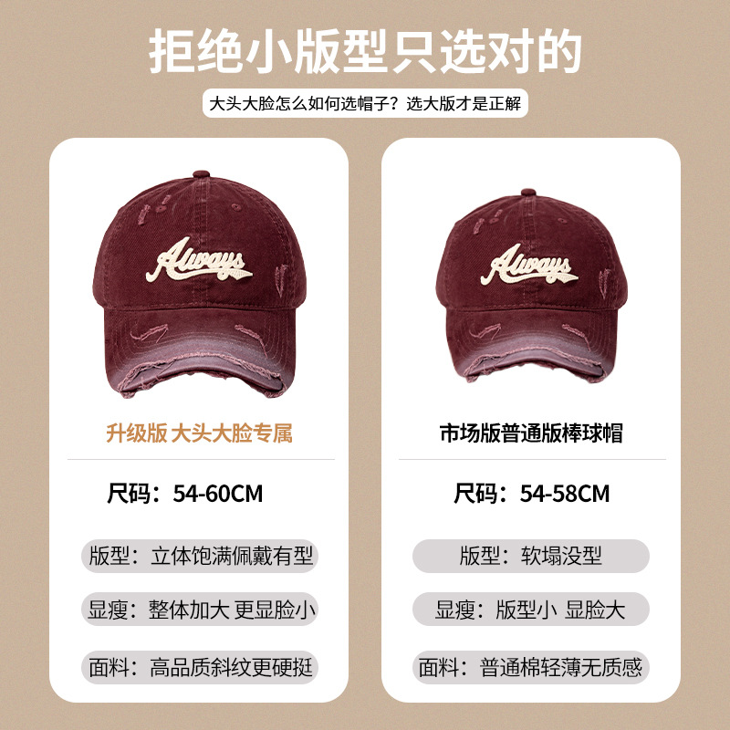 letras agujeros para hacer viejos sombreros de béisbol de estilo retrogrado de mujer gorra de boca de pato gorra gor