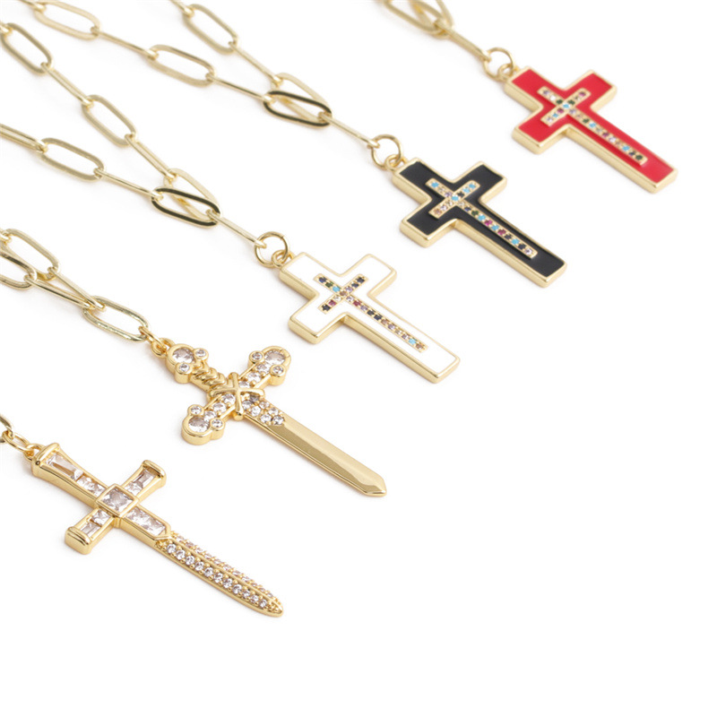 Nihaojewelry fashion zircon cross pendant necklace Wholesale Jewelrypicture18