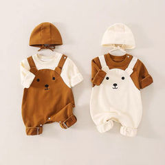 Baby Fall Outfit Cute Super Adorable Baby One-piece Outfit Spring and Autumn Style for Full Moon and 100th Day with Hat for Outdoor Crawling Suit