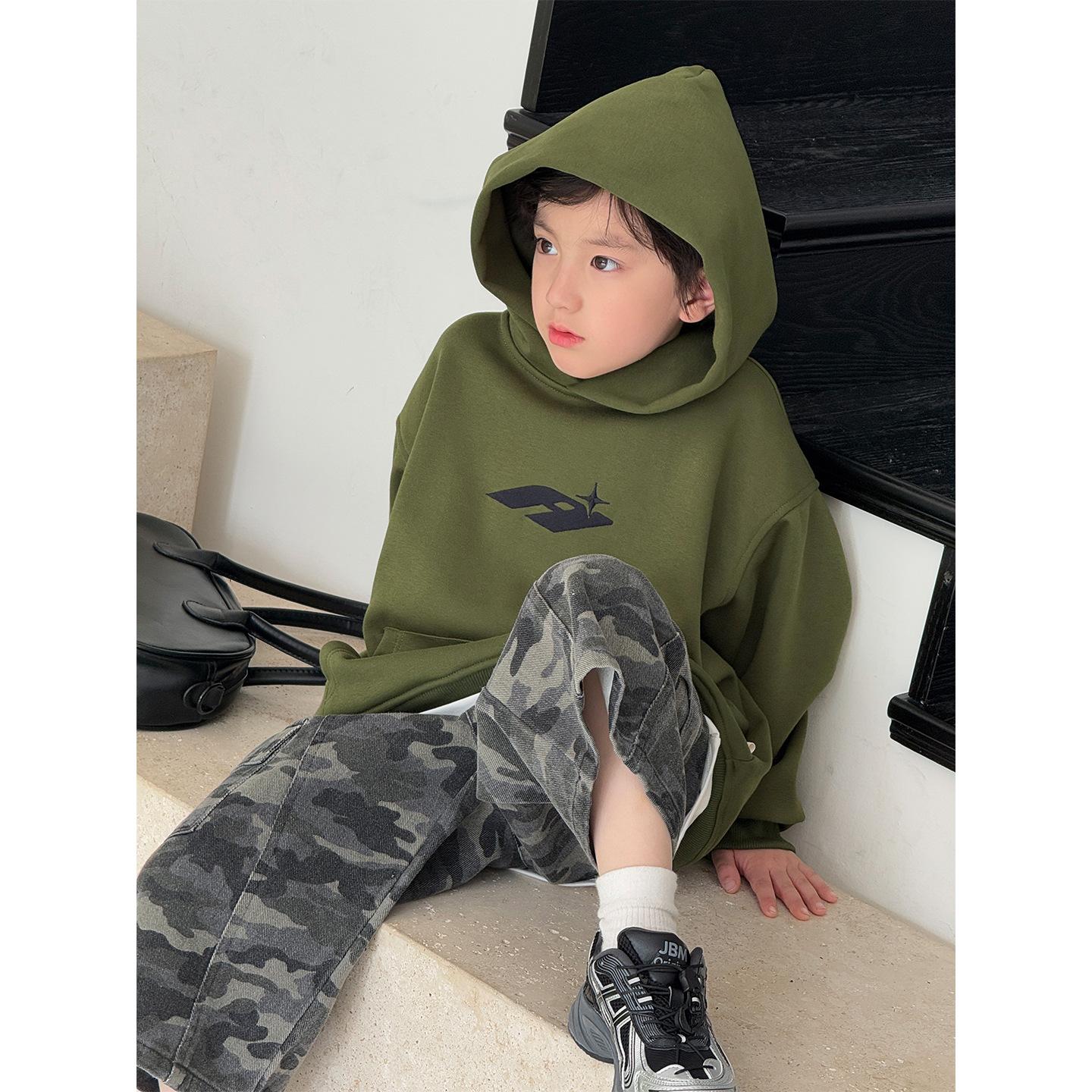 Spring Korean style fashionable ins style letter print children's long-sleeved casual loose pullover hooded sweatshirt for boys and girls