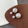 Double-sided universal earrings from pearl, simple and elegant design, wholesale