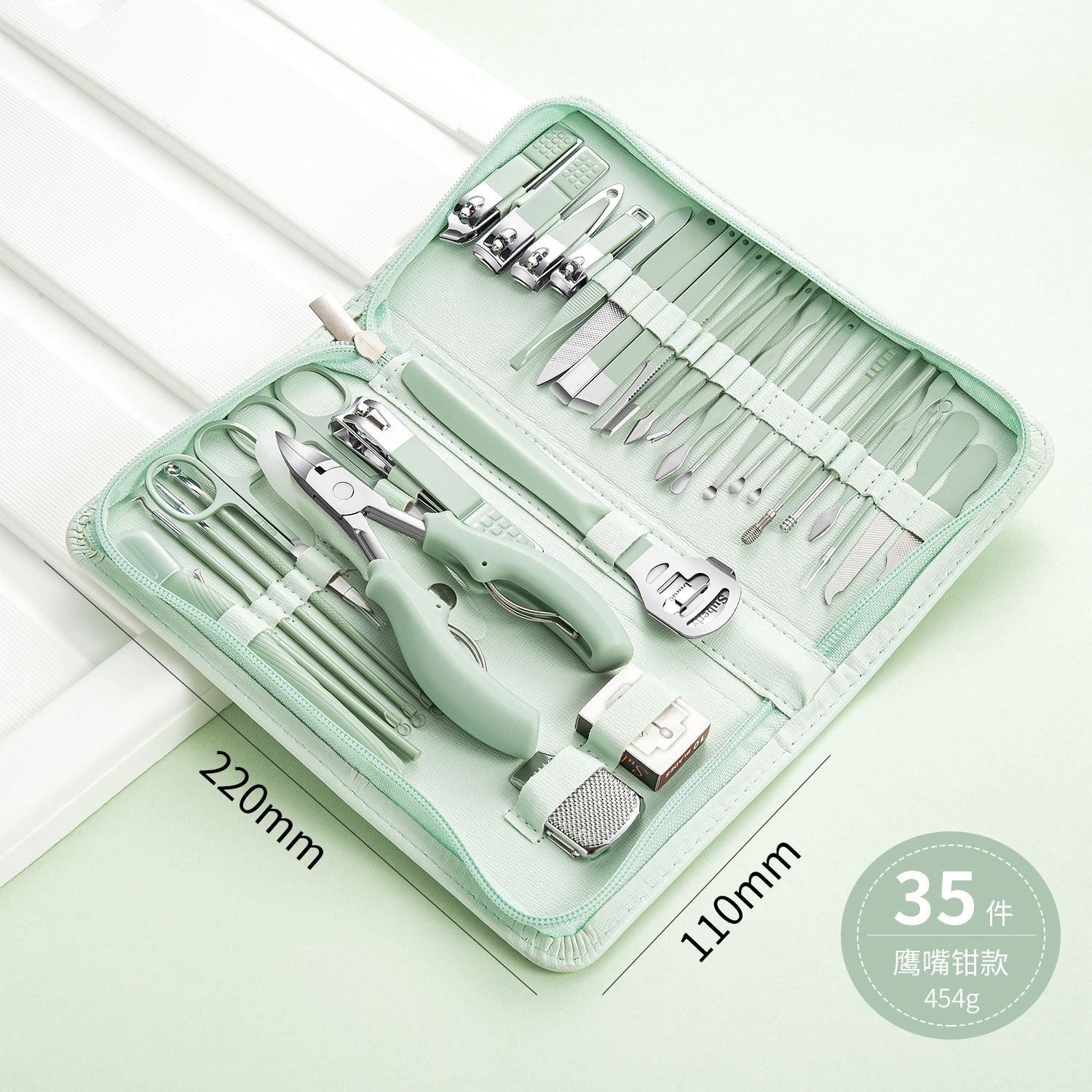 Nuevo Acero inoxidable cortaúñas traje 22 unidades manicura cremallera bolsa cortaúñas herramientas cortaúñas belleza cubierta al por mayor