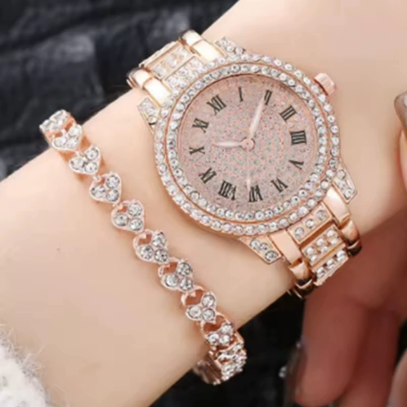 Casual Bracelet and Quartz Watch Set, Fashion Jewelry, Multiple Colors, 23.5 cm