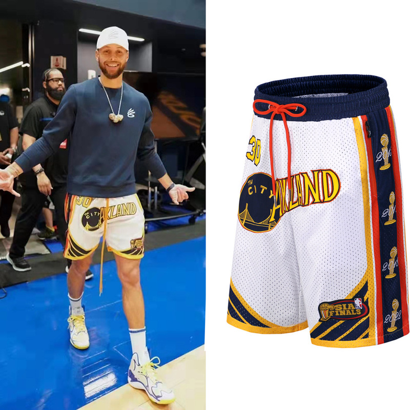 The Same Style of Warriors Curry Fully Embroidered Double-Layer Shorts for Basketball Training, Breathable Five-Point Shorts, Trendy The Same Style of Warriors Curry Fully Embroidered Double-Layer Shorts for Basketball Training, Breathable Five-Point Shorts, Trendy