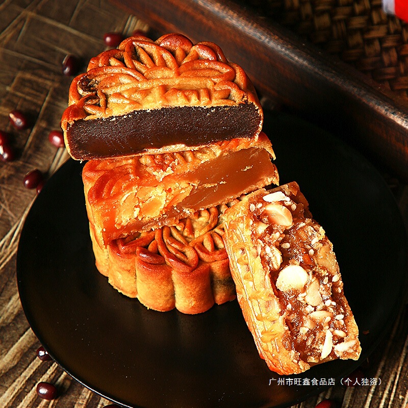 广东新兴天堂月饼传统月饼豆沙莲蓉伍仁叉烧童年儿时纸简包装手工|undefined