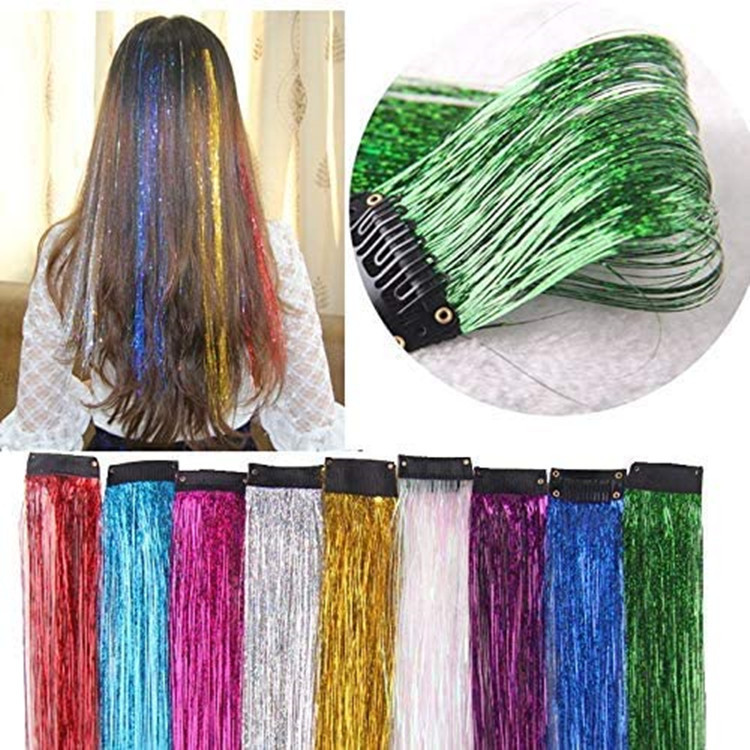 Color hair extensions seamless hair extensions wig women's gold silk colorful silk color strip flash bright silk color hair gold thread ribbon