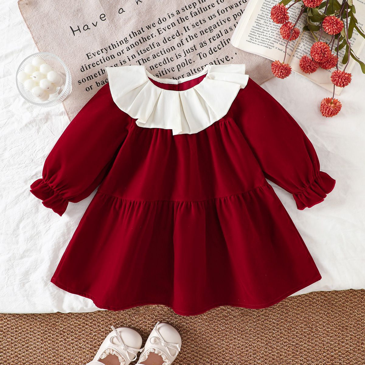 Autumn red dress girl's