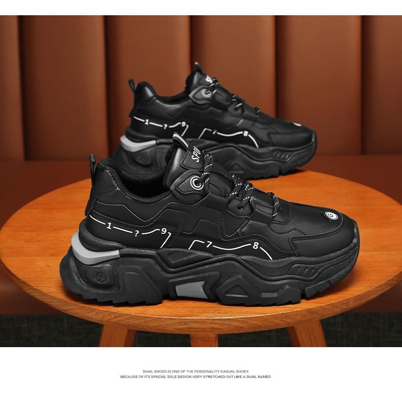 Giày sneaker nam da tổng hợp đế cao su gót thấp 1-3 cm, giày thể thao chạy bộ đế mềm tăng chiều cao — CCC10 màu trắng, CCC10 màu đen chi tiết 6