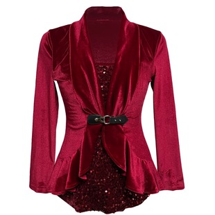 2024 Cross-Border Amazon Independent Station European and American Autumn and Winter New Sequin Button Patchwork Fake Two-Piece Tops Women's Clothing