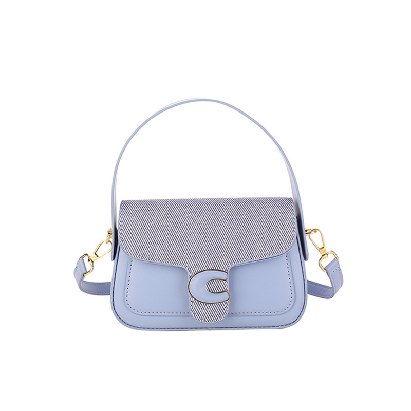 Bolsos de hombro empalmados en primavera, bolsos cuadrados de color de choque, bolsos de silla de montar de moda de nicho francés, bolsos de ocio