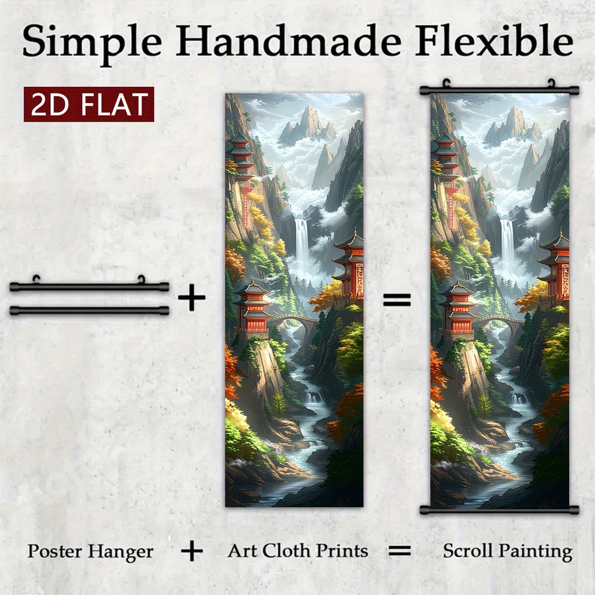 义乌JIT送仓2D山水意境挂画背景布TEMU爆款SHEIN亚马逊ETSY亚马逊
