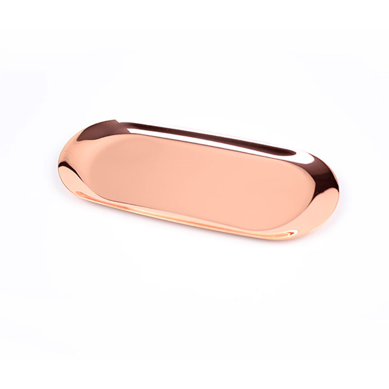 Bandeja de metal Sala de estar Disco ovalado Mesa de almacenamiento de joyas Bandeja de almacenamiento Plato de acero inoxidable Herramienta de vela