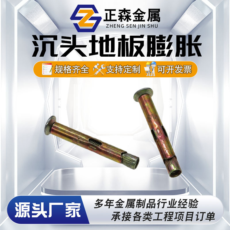 正森 沉头十字镀彩内膨胀 沉头六角套管壁虎 沉头地板膨胀
