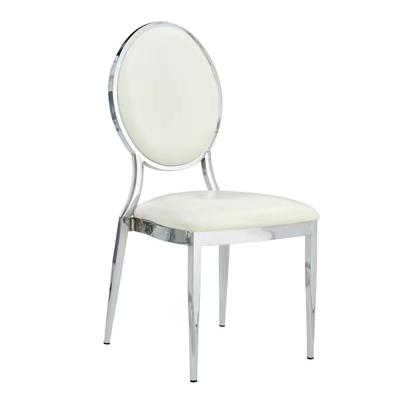 Sala de banquetes de bodas de hotel galvanizado solar silla de espalda redonda Napoleón silla de plata silla de hierro forjado silla de bambú al por mayor