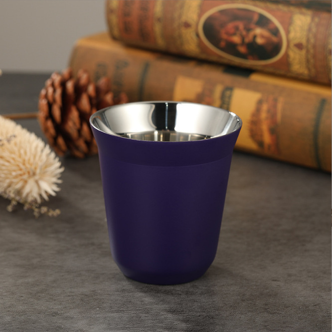Transfronterizo 304 tazas de acero inoxidable tazas de café de doble capa de aislamiento térmico tazas de té de pequeña capacidad portátiles de aislamiento térmico portátiles