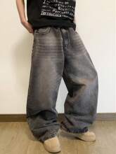 U 15342 Vintage washed men's wide leg jeans ����������ʿ����