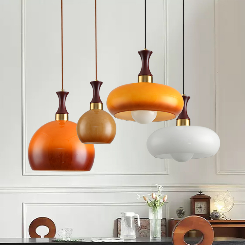Lámpara del restaurante francés medieval Bauhaus lámpara de vidrio retro personalidad creativa dormitorio estudio atmósfera decoración lámparas