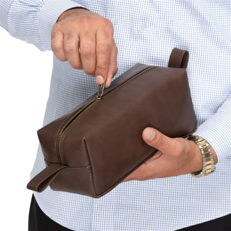 Готовый к отправке большой вместительный мужской косметический мешок Crazy Horse из кожи, дорожная сумка для туалетных принадлежностей