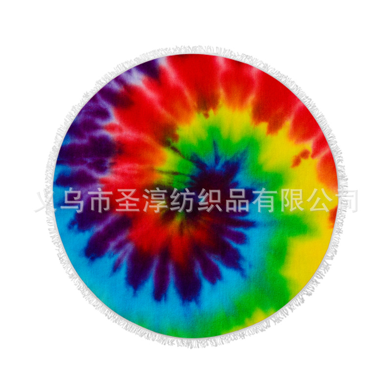 La fibra impresa redonda de la toalla de playa de la fuente directa de la fábrica con las borlas siente suave puede ser arena antiadherente de la playa de la imagen