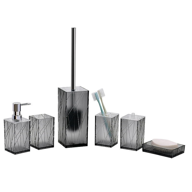 Impreso traje de baño de lavado conjunto de baño de plástico conjunto de baño cepillo de dientes redondo taza utensilios de tocador cepillo de seis piezas conjunto