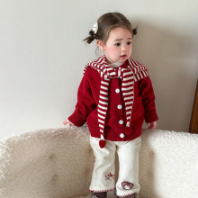 蔗梨童装女童冬装2025新款洋气儿童衣服女宝宝超好看小套装拜年服