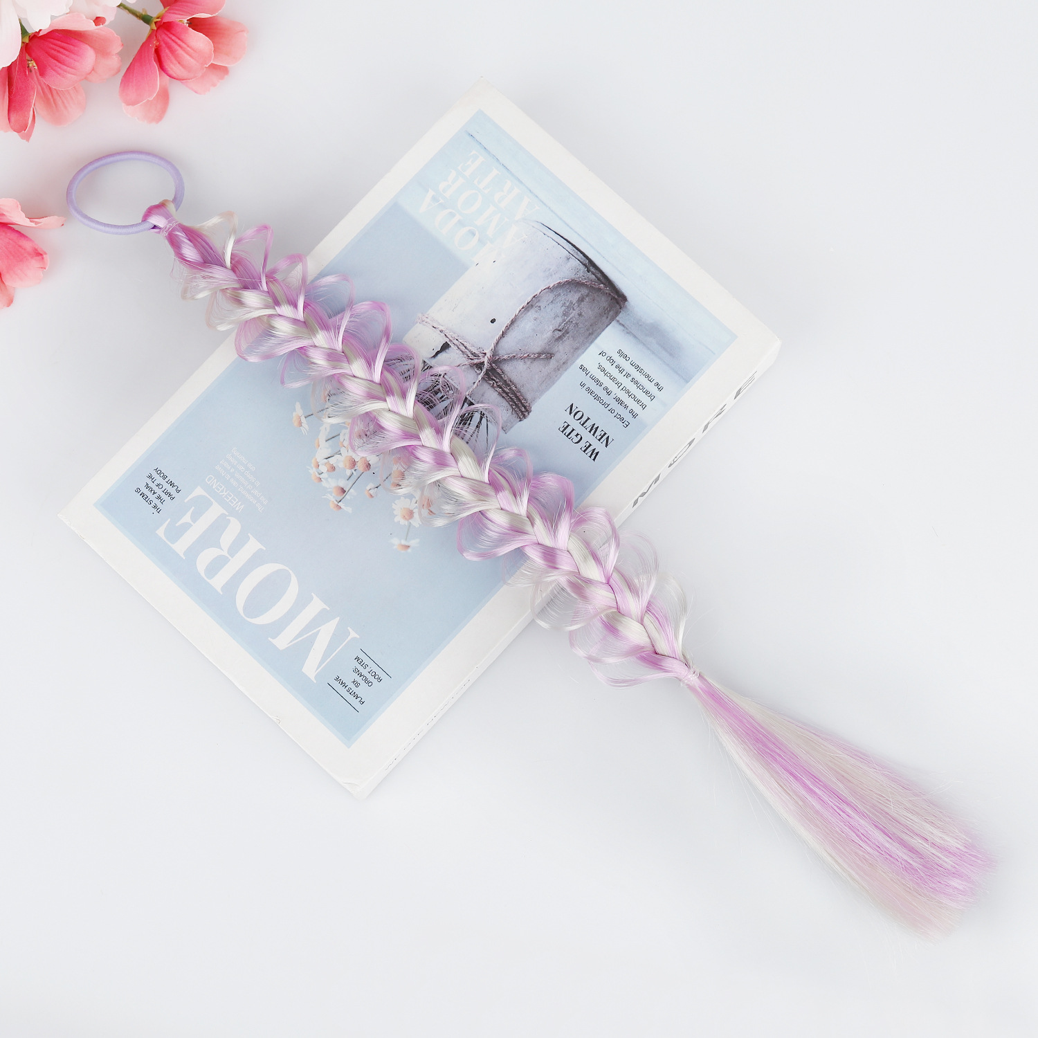 Comercio exterior pelucas de niños trenzas coloridas tocado de trenza burbuja anillo de cabello de alta elasticidad cabello de cola de caballo