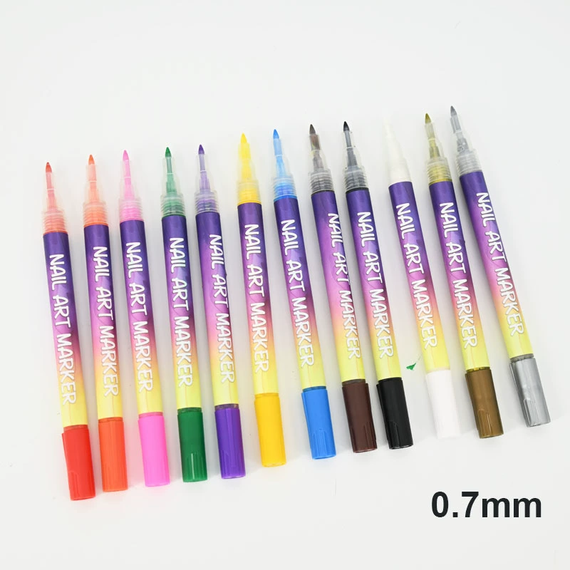 М Multicoloured drawing pens for manicure, fake nails, liner to create lines, manicure brush, DIY, 12 colors