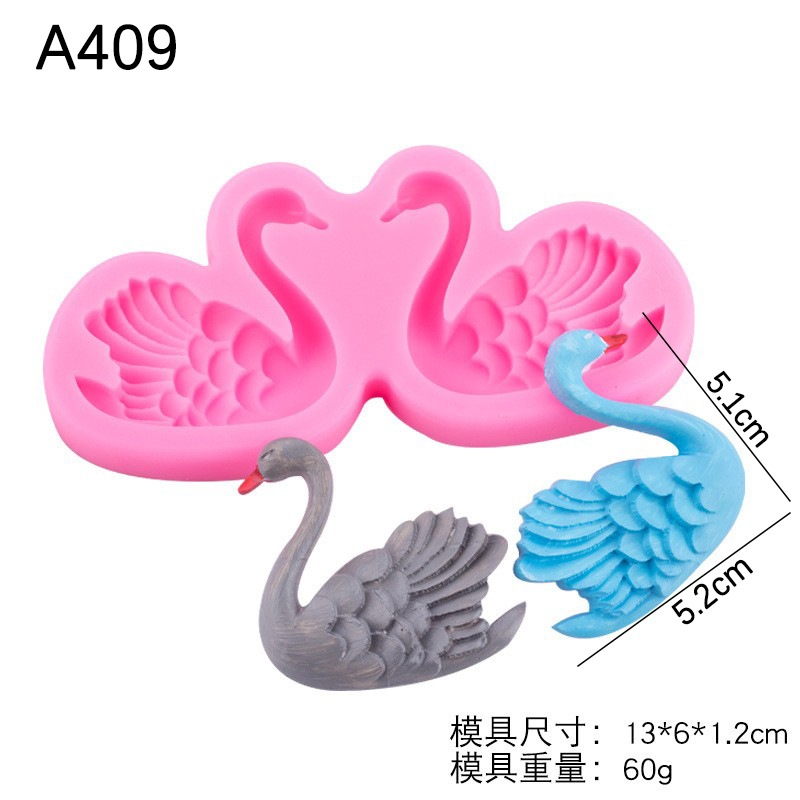 2-pieza Cisne silicona molde pastel postre Mesa decoración fondant accesorios de chocolate DIY epoxi Mesa decoración molde