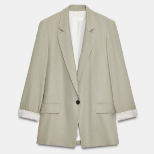 Za2026 European and American Spring and Summer New Women's Casual Lapel Linen Blend Rolled-Sleeve Blazer 2753530