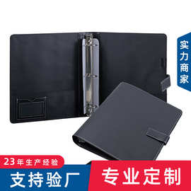 皮面资料册插页夹培训礼品夹3孔O型活页曲谱夹PU皮质文件夹定制