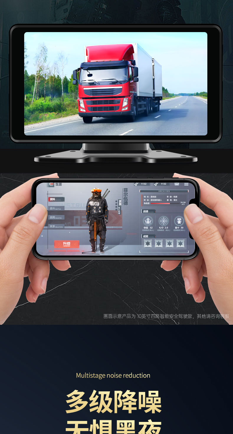 Truck dash cam 4-channel 360° panoramic HD night vision
