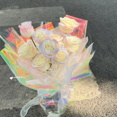 Holiday Fantasy Colorful Film Rainbow Color Macaron Packaging Paper Waterproof Film Bouquet Packaging Paper Flower Wrapping Paper Flower Shop Wholesale