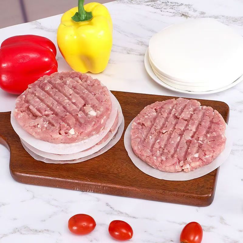 Papel de aceite de pastel de carne de carne de grado alimenticio para el hogar congelado adhesivo aislamiento papel de almohadilla de alimentos hamburguesas papel de vapor