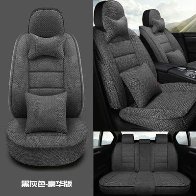 All-Inclusive Seat Cover, Linen Fabric Car | Four Seasons Pad - black-and-gray-deluxe-version-standard-version