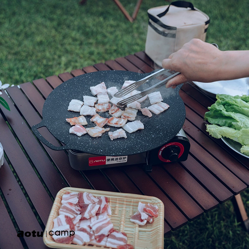 Bump Кемпинг Пикник Тарелка для барбекю Открытый Картридж для пикника Плита Чугунная сковорода с плоским дном Посуда для барбекю 30/36 см