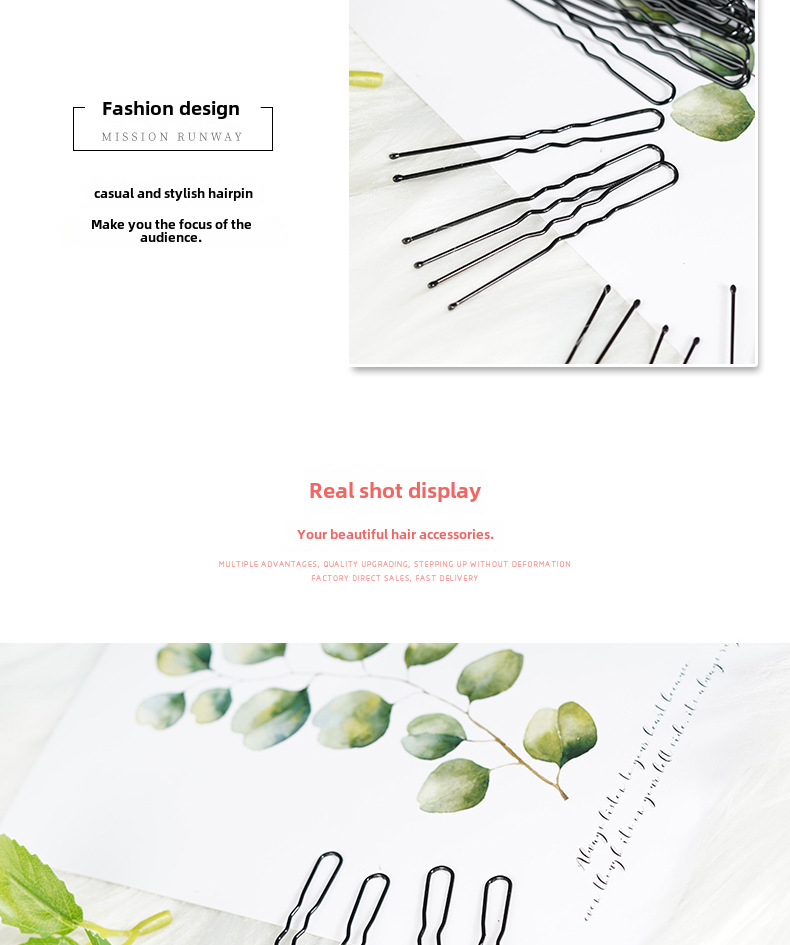 U-clip hairpin factory wholesale bridal hair accessories headdress jewelry studio dance hair clip hairpin U-clip_voghion.com