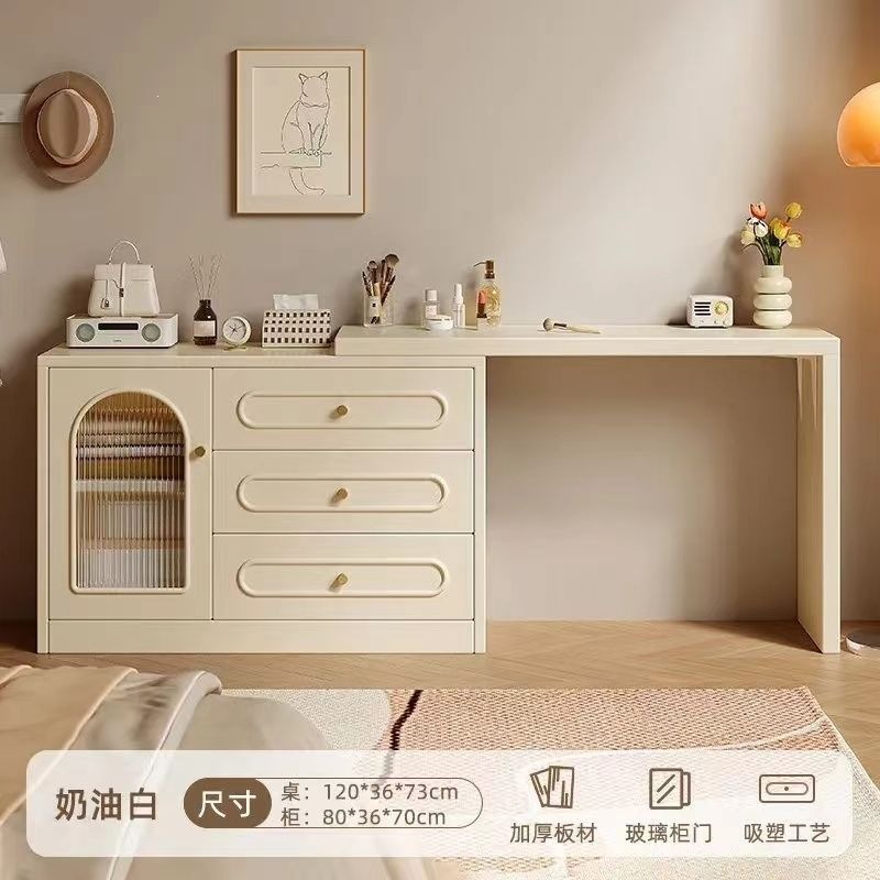 Fábrica directa mesa de tocador dormitorio simple moderna mesa de cabecera mesa de maquillaje gabinete de almacenamiento 2026 nuevo estilo de crema