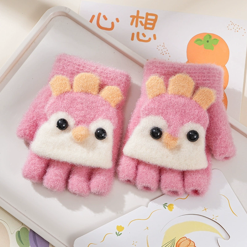 Мультяшные цыплята теплые детские перчатки осенью и зимой