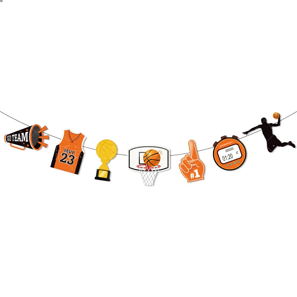 Transfronterizo nuevo tema de baloncesto de la NBA chico fiesta de cumpleaños decoración traje de cumpleaños bandera pastel tarjeta de inserción