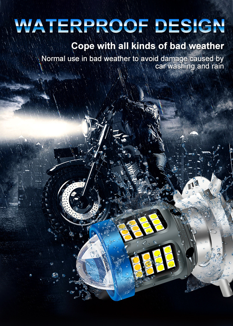 Tcyato Angel Eye Cross-Border New Product Led Motorcycle Headlight H4 Ba20D P15D White and Yellow Two-Color Super Bright Front