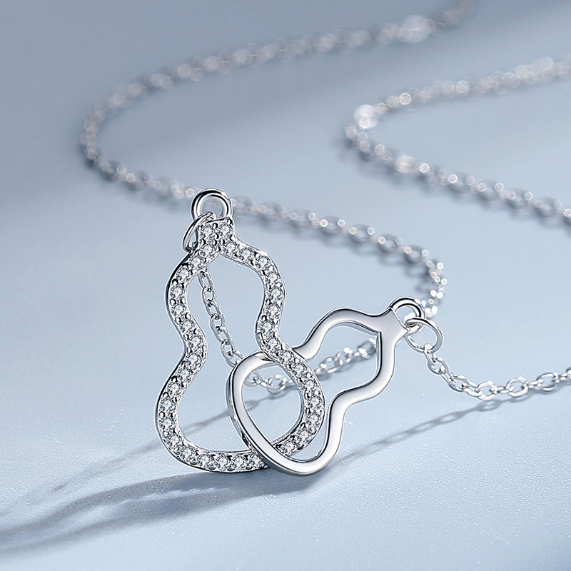 Moda de alta calidad s925 plata esterlina doble collar de la mujer estilo japonés y coreano simple moda clavícula cadena diamante incrustado al por mayor