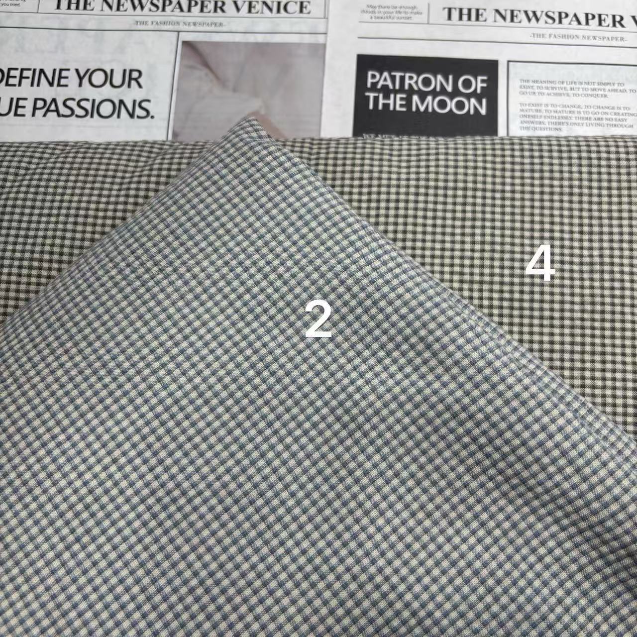 全棉色织童装睡衣小细格子衬衫连衣裙头饰蝴蝶结装饰布包包鞋材格