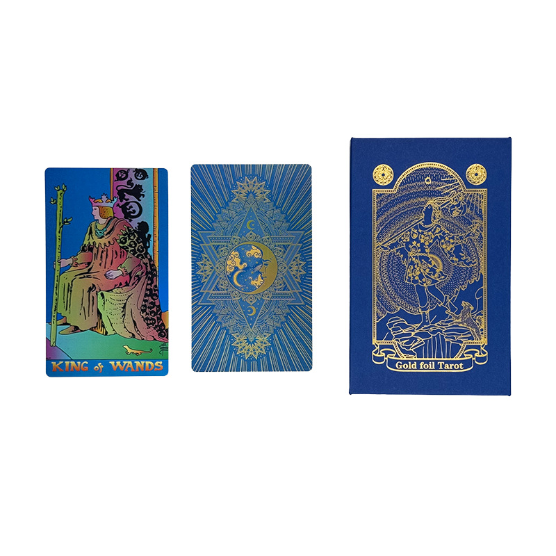 Suministro transfronterizo de lámina de oro Tarjeta de tarot Carlo tarjeta Torre libro tarot impresión en color PVC impermeable manual juego de mesa mantel